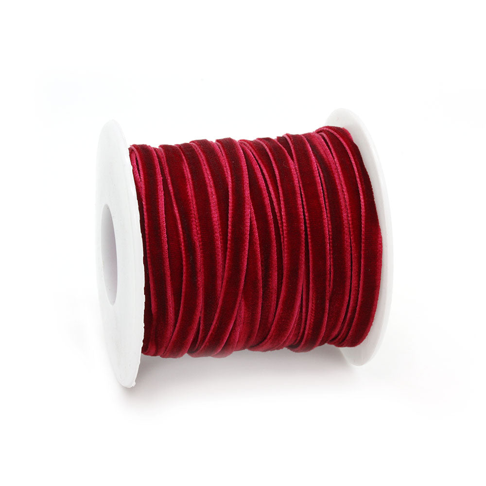Velvet Ribbon Dark Red 4mm - Reel of 20yds