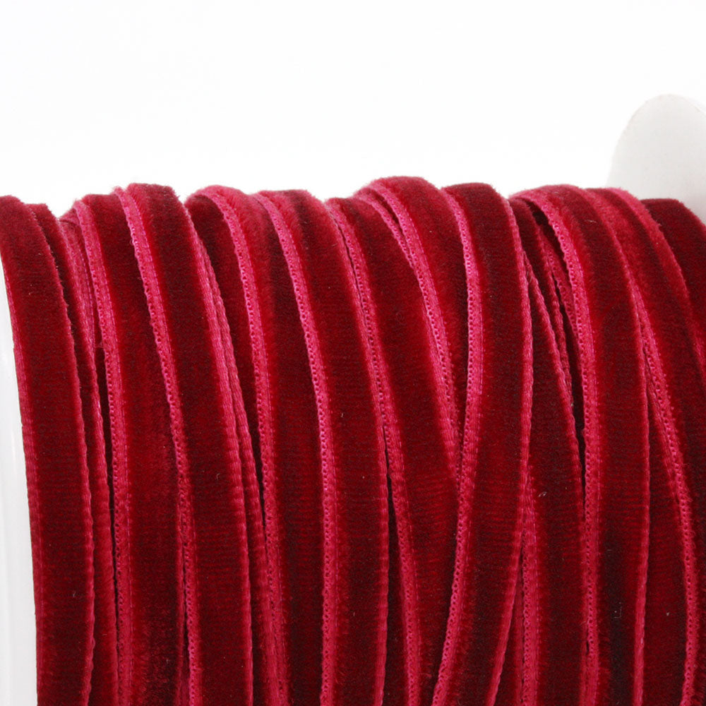 Velvet Ribbon Dark Red 4mm - Reel of 20yds