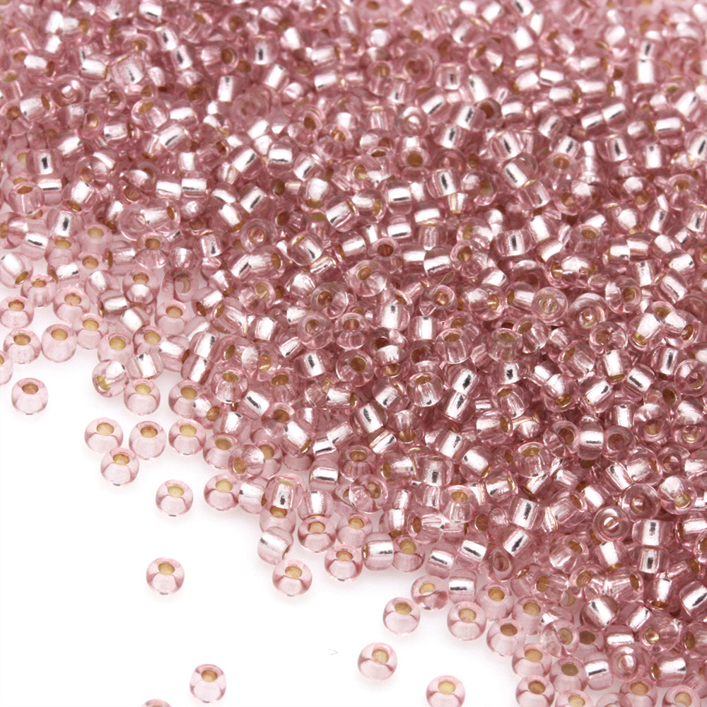 Silver Lined Czech Dusty Pink Glass Seed Beads 11/0 - Pack of 20g