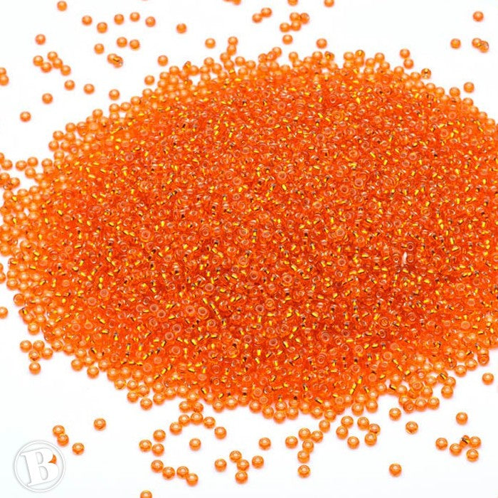 Silver Lined Czech Tangerine Glass Rocaille/Seed 11/0-Pack of 100g