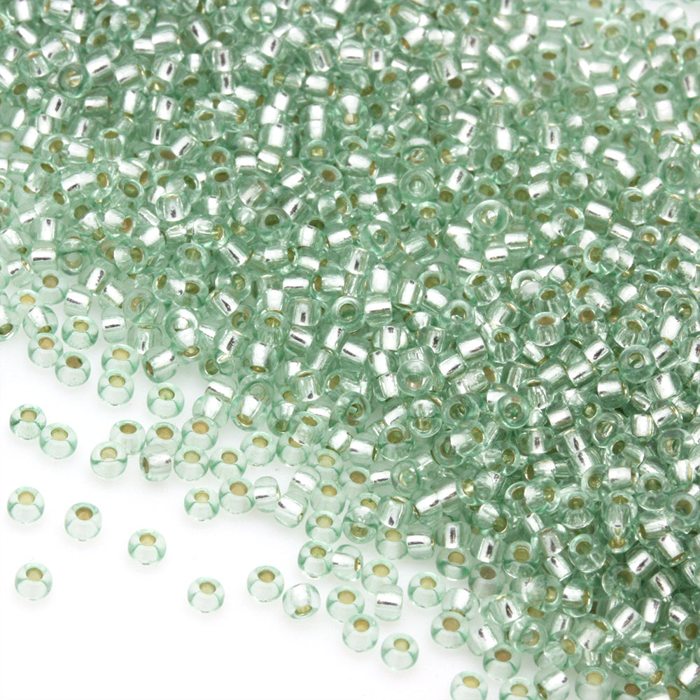 Silver Lined Czech Green Glass Rocaille/Seed 11/0 Pack of 100g