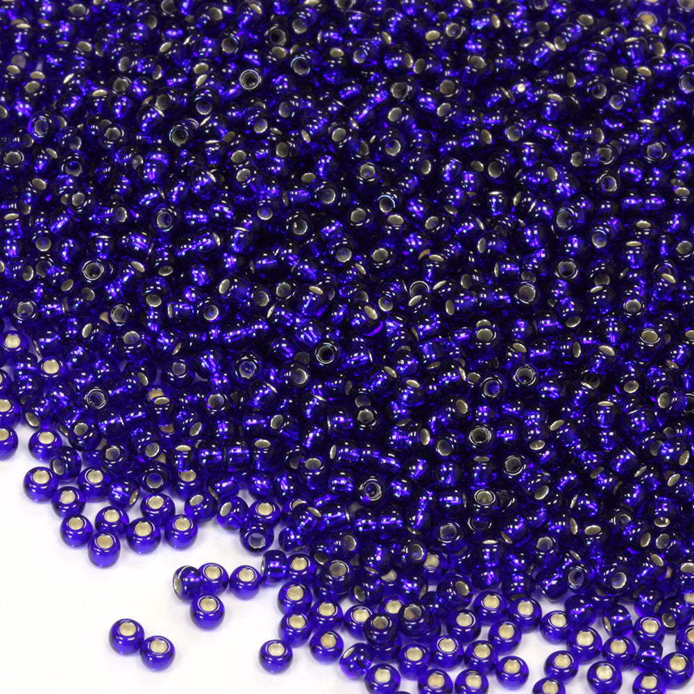 Silver Lined Czech Dark Blue Glass Rocaille/Seed 11/0-Pack of 100g