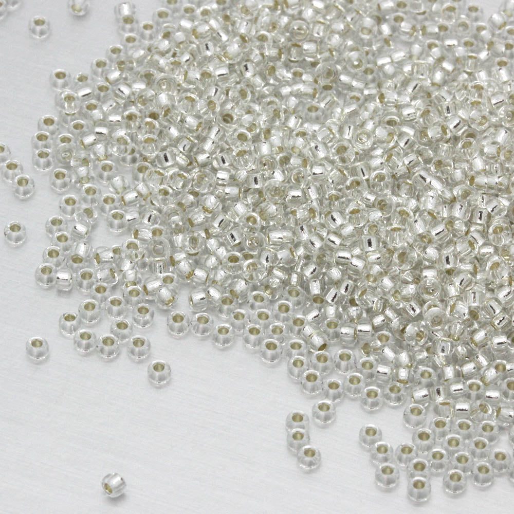 Miyuki Silver Lined Clear Size 15 Seed Beads - Pack of 10g