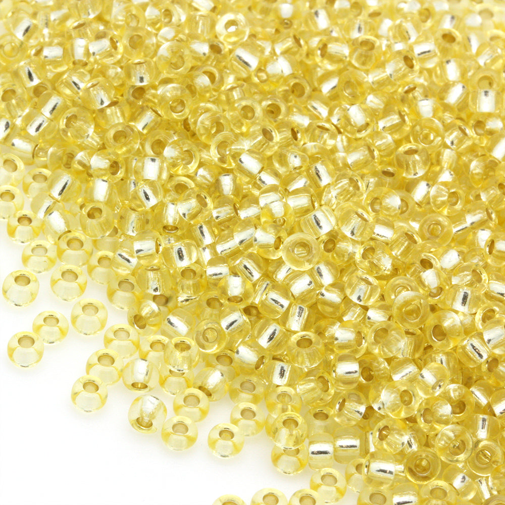 Silver Lined Czech Yellow Glass Rocaille/Seed 8/0 Pack of 100g