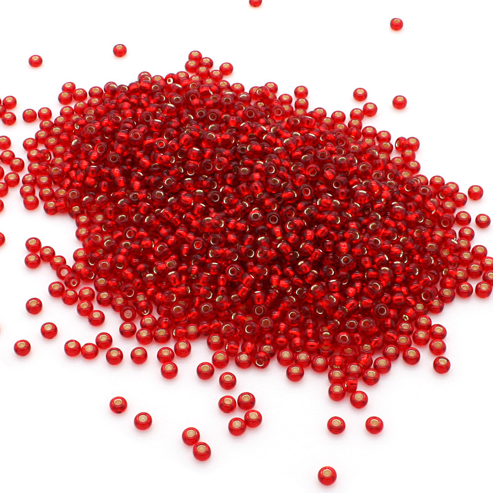 Silver Lined Czech Ruby Glass Rocaille/Seed 8/0-Pack of 100g