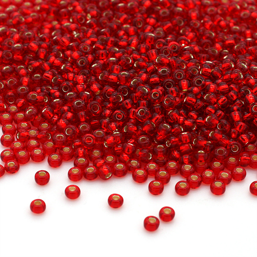 Silver Lined Czech Ruby Glass Rocaille/Seed 8/0-Pack of 5g