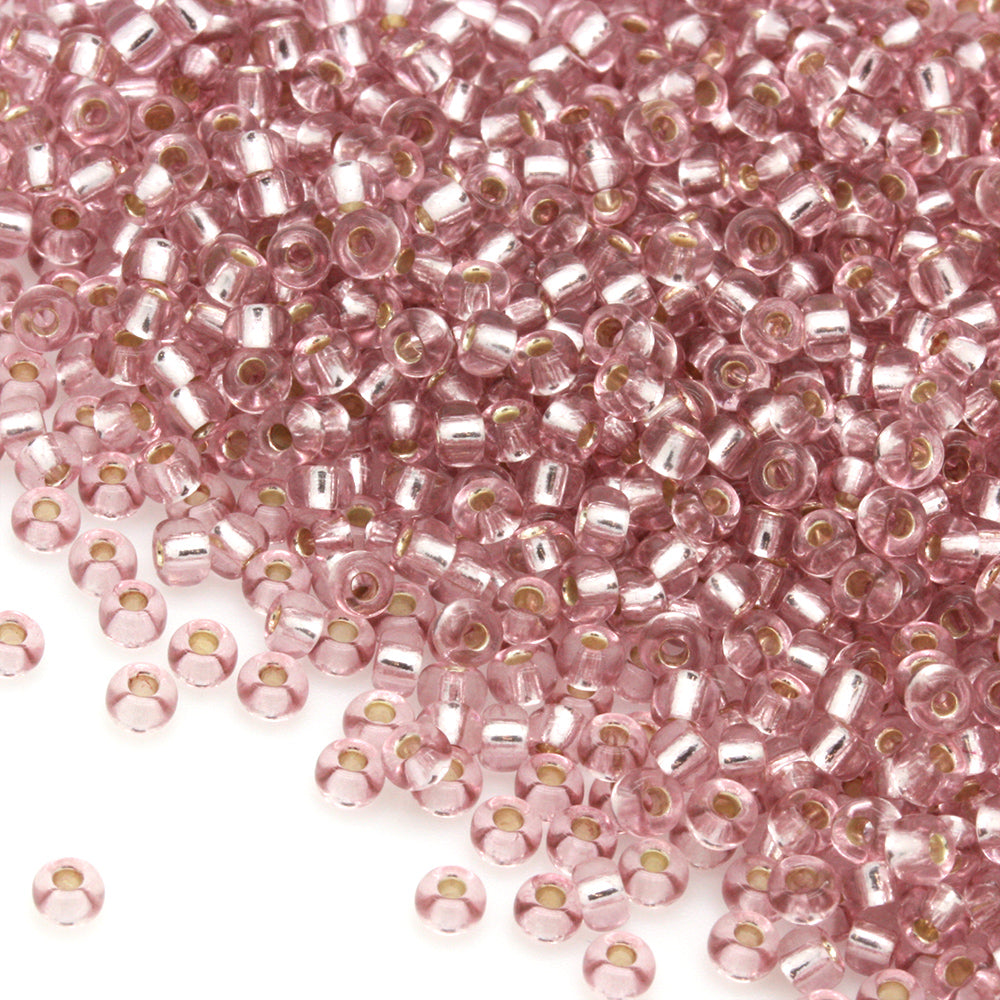 Silver Lined Czech Dusty Pink Glass Rocaille/Seed 8/0 Pack of 5g