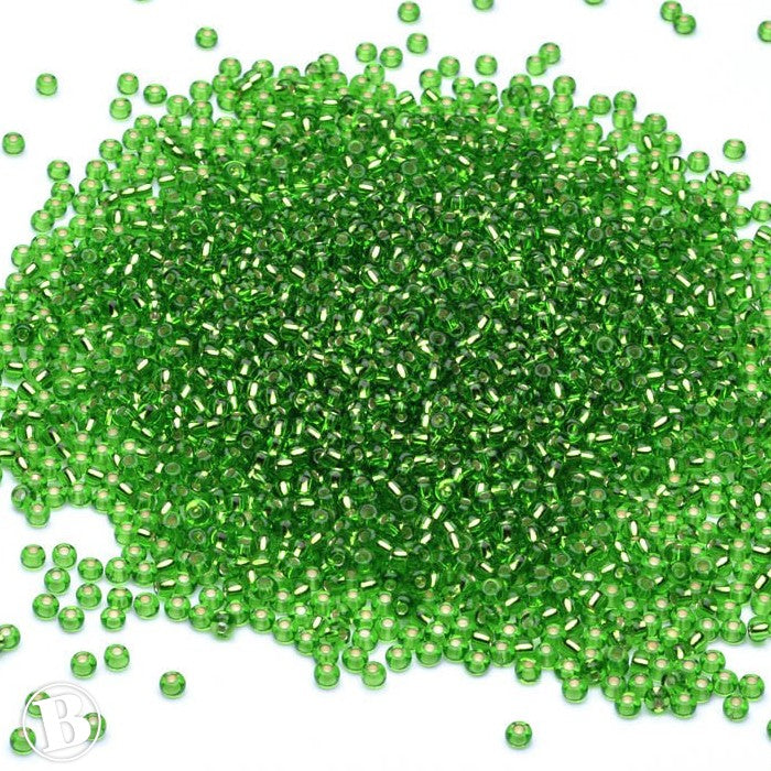 Silver Lined Czech Lime Green Glass Rocaille/Seed 8/0-Pack of 5g
