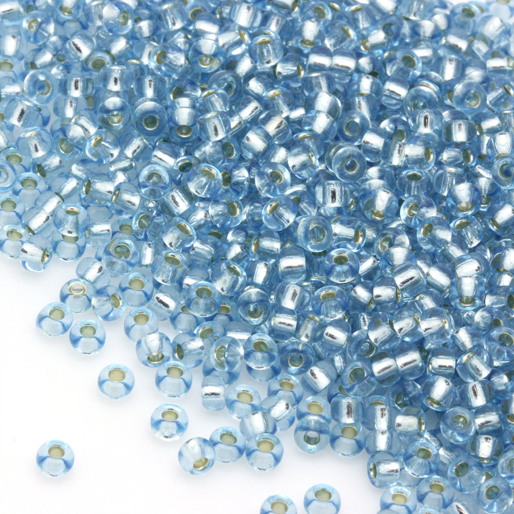 Silver Lined Czech Blue Glass Rocaille/Seed 8/0 Pack of 5g