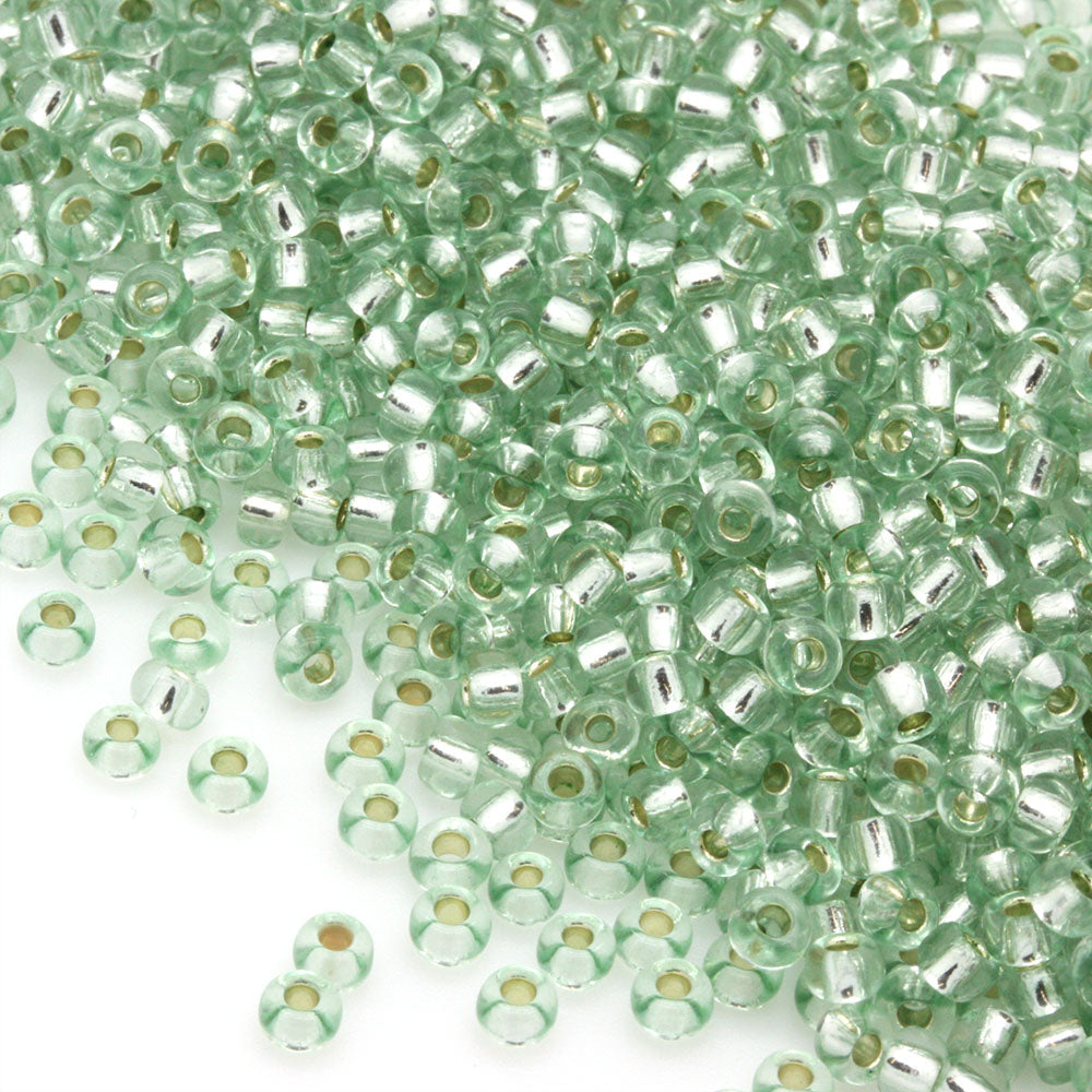 Silver Lined Czech Green Glass Rocaille/Seed 8/0 Pack of 100g