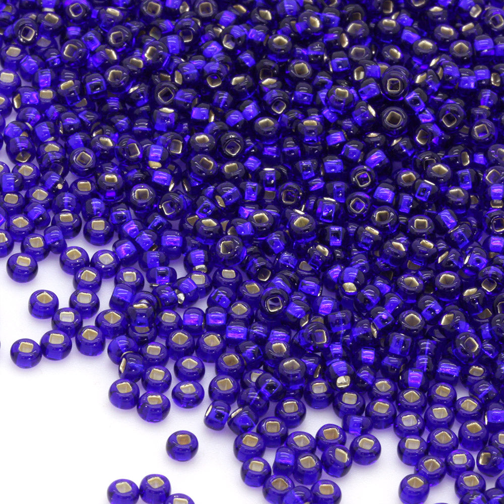 Silver Lined Czech Dark Blue Glass Rocaille/Seed 8/0-Pack of 100g
