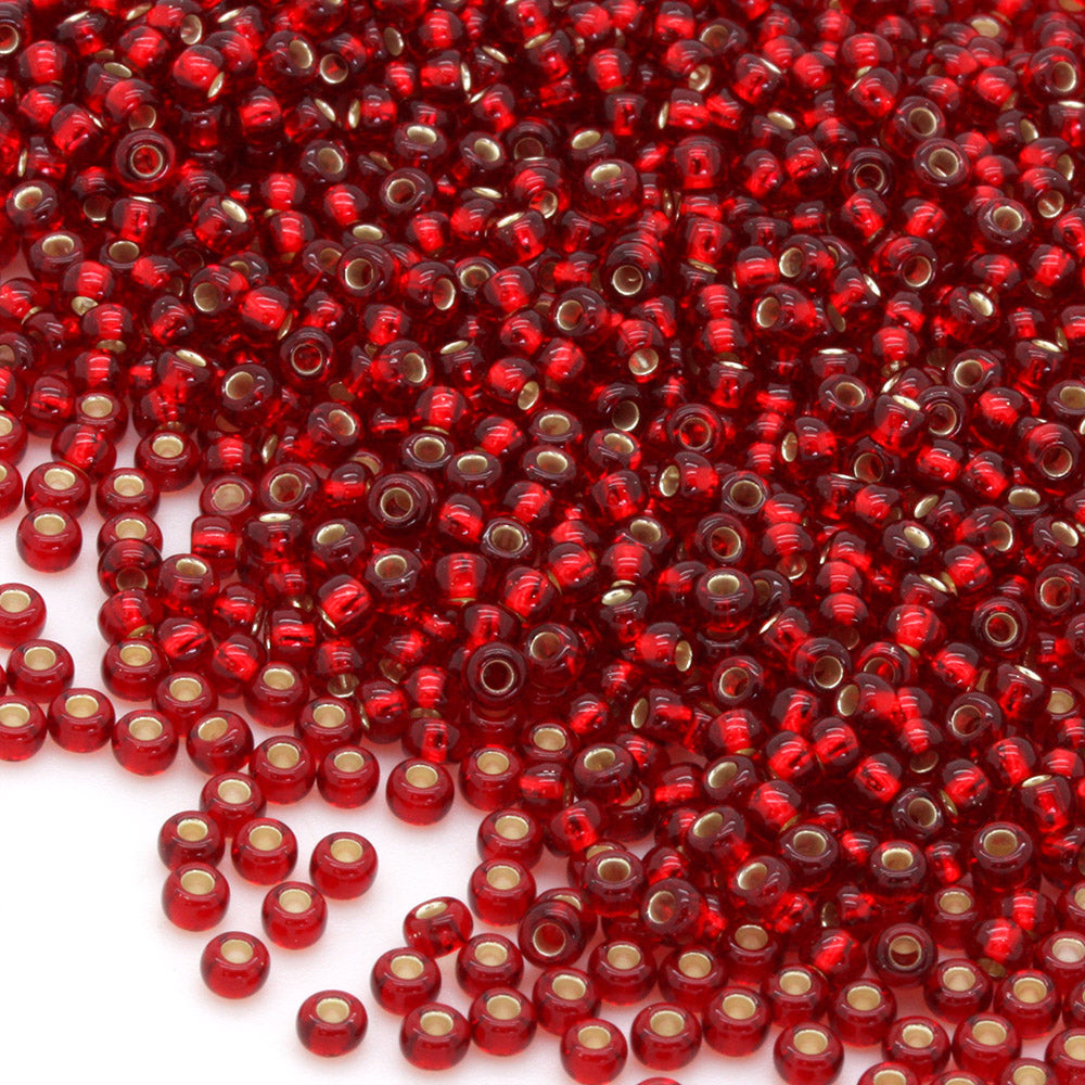 Silver Lined Czech Dark Red Glass Rocaille/Seed 8/0-Pack of 100g