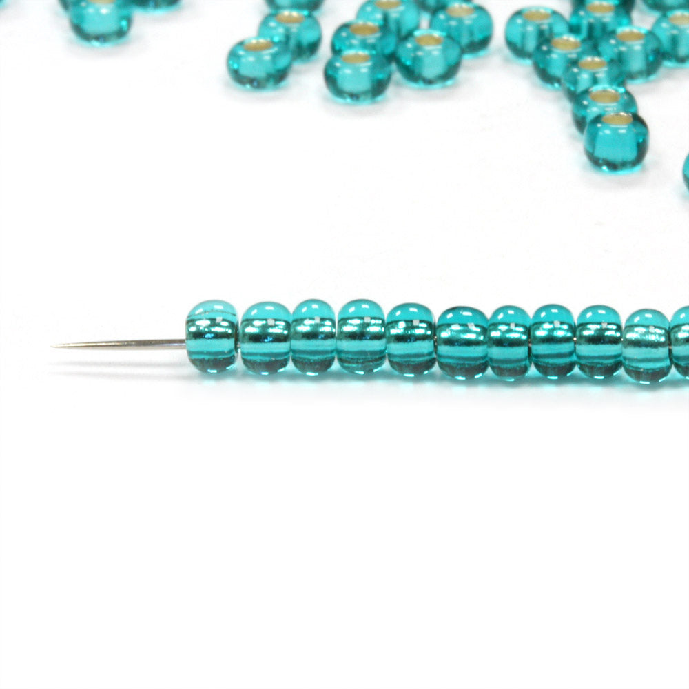 FASHEWELRY 100G Blue Glass Seed Beads - 4mm Transparent Crystal Silver Lined, For Friendship Bracelets & Jewelry Making