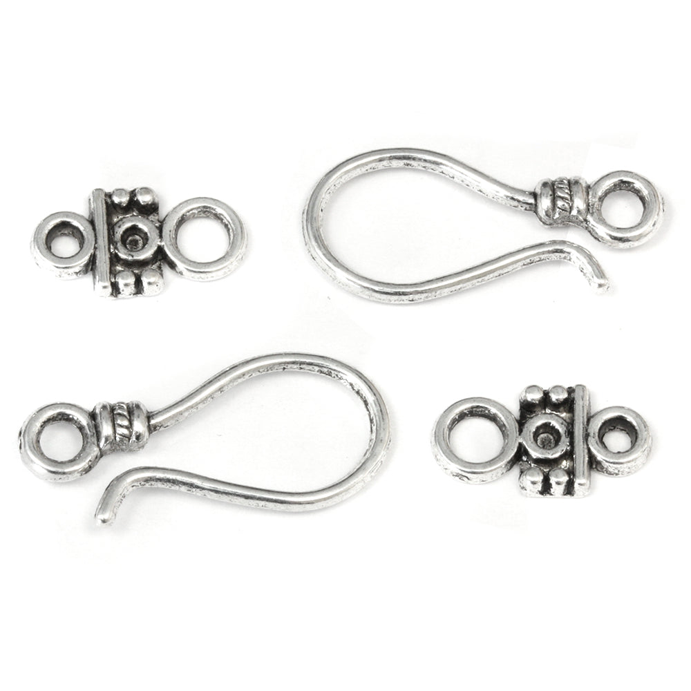 Rope Hook Clasp Antique Silver 11x24mm - Pack of 30