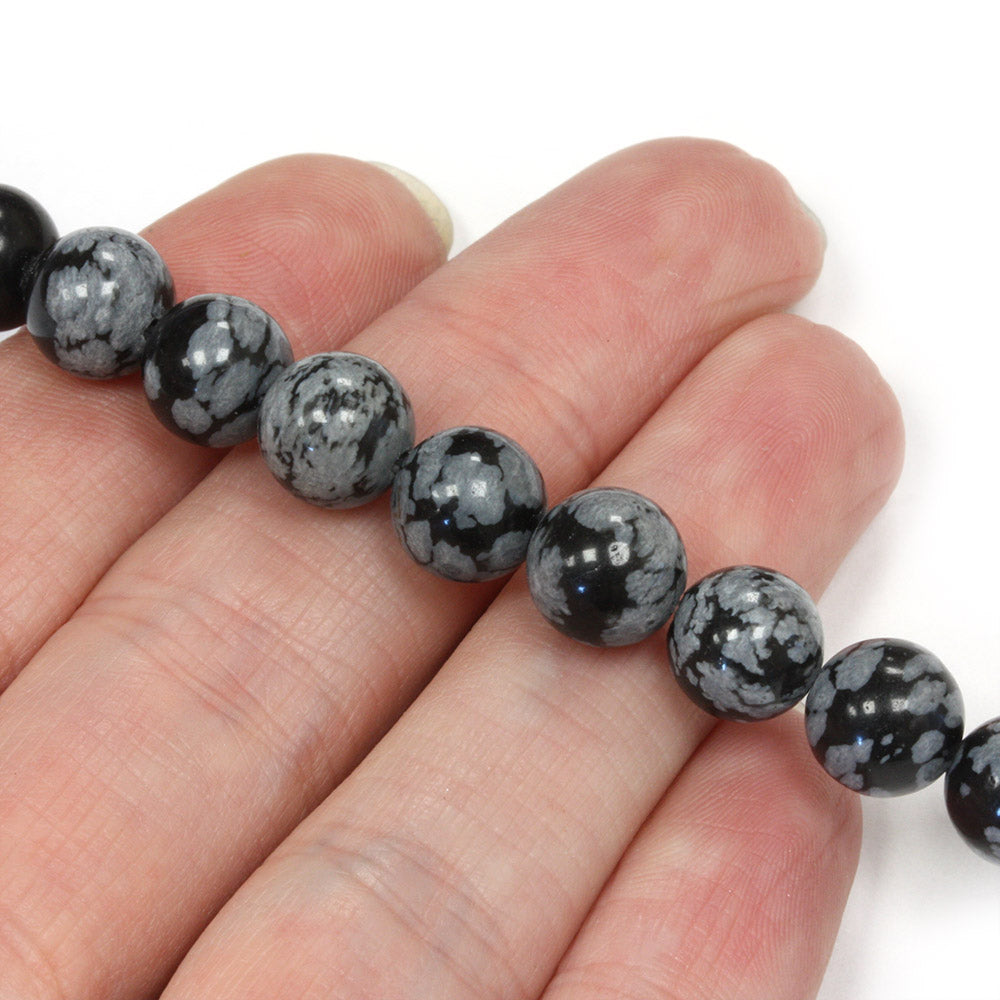 Snowflake Obsidian Rounds 8mm - 35cm Strand