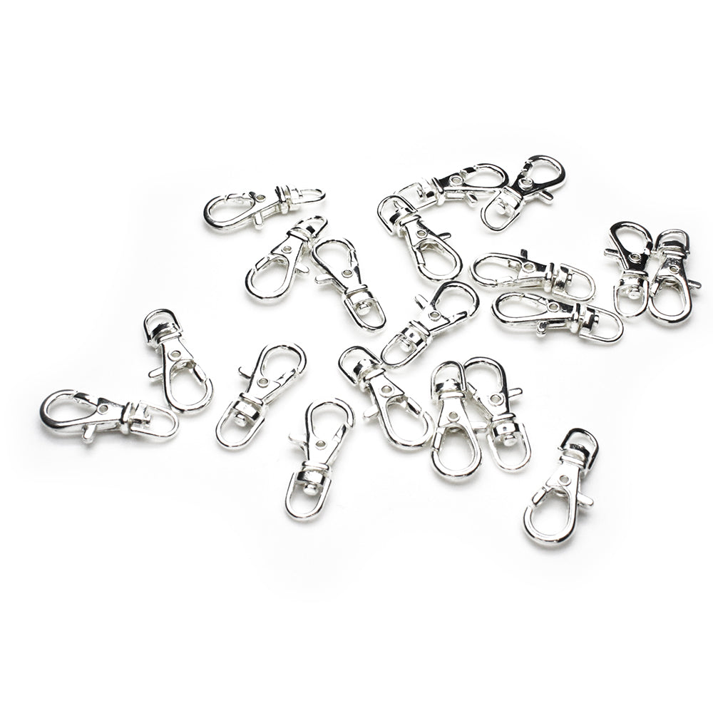 Small Swivel Clip Silver Plated 22x10mm-Pack of 20