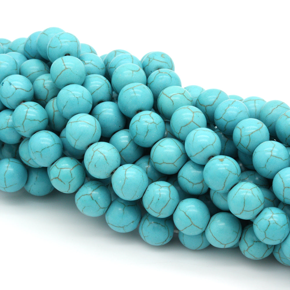 Synthetic Turquoise Round Beads 10mm - 35cm Strand