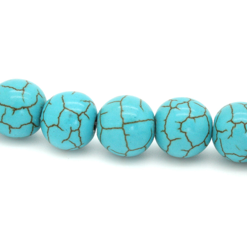 Synthetic Turquoise Smooth Round Beads 12mm - 35cm Strand