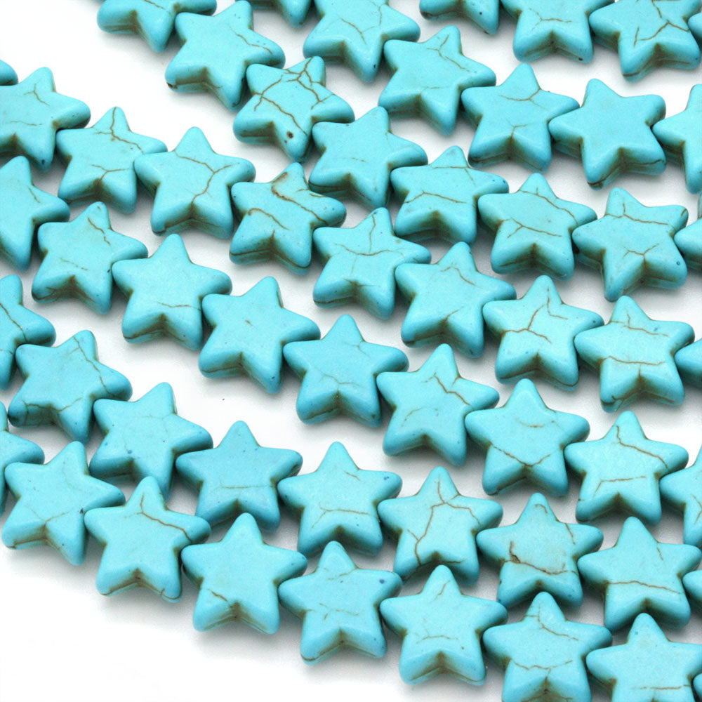 Synthetic Turquoise Star Beads 12mm - 35cm Strand