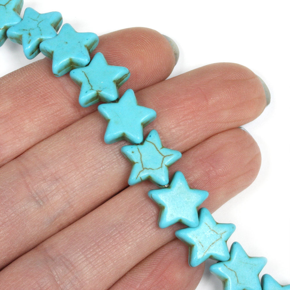 Synthetic Turquoise Star Beads 12mm - 35cm Strand
