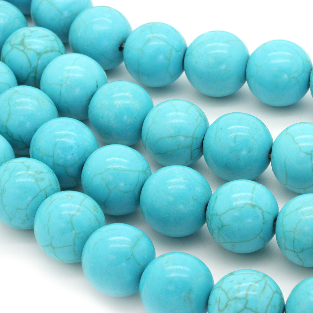 Synthetic Turquoise Smooth Round Beads 14mm - 35cm Strand