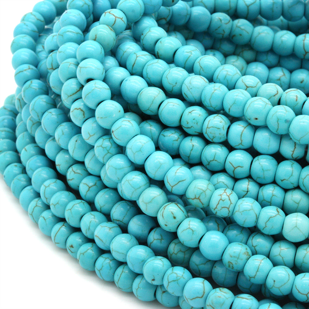 Synthetic Turquoise Round Beads 6mm - 35cm Strand
