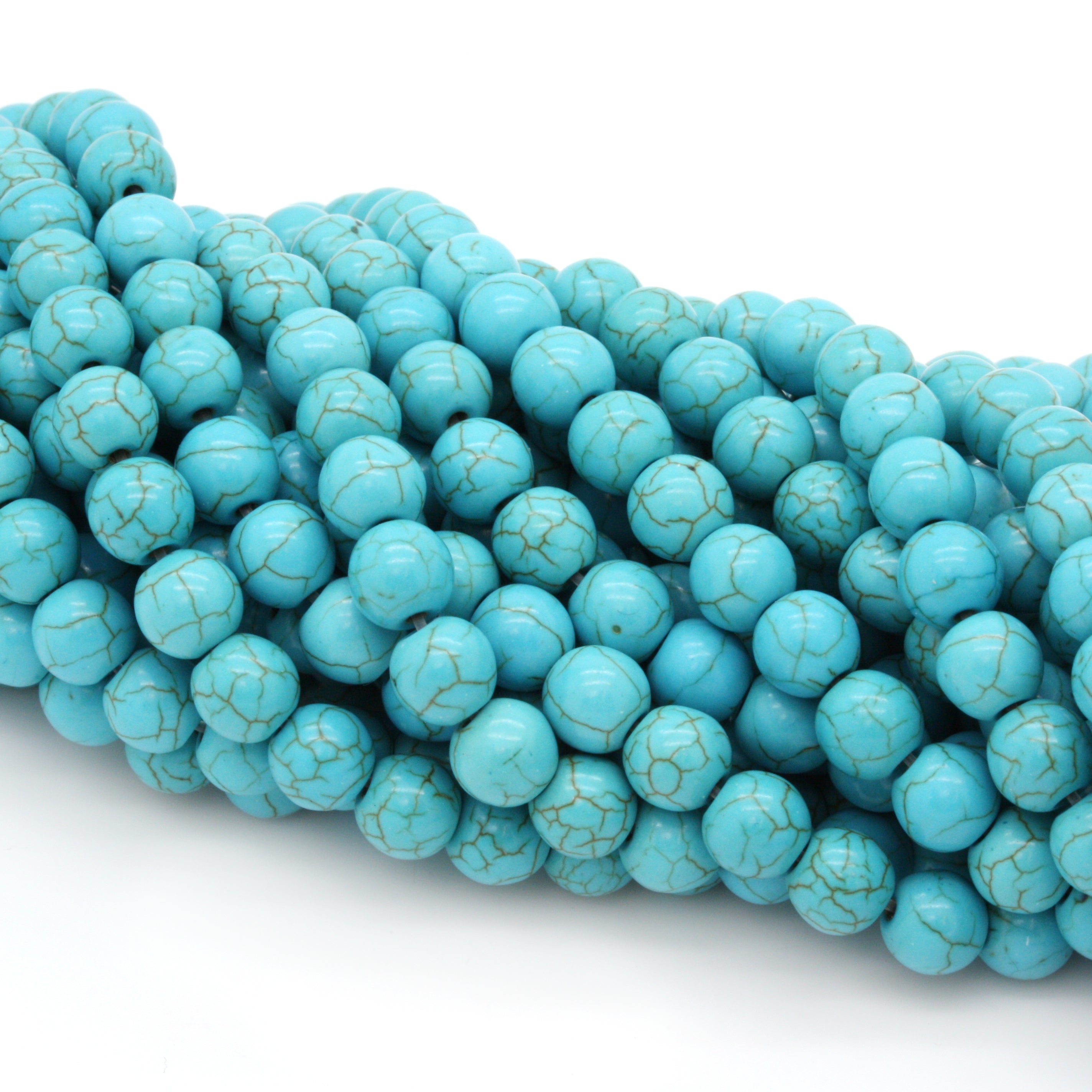 Synthetic Turquoise Round Beads 8mm - 35cm Strand