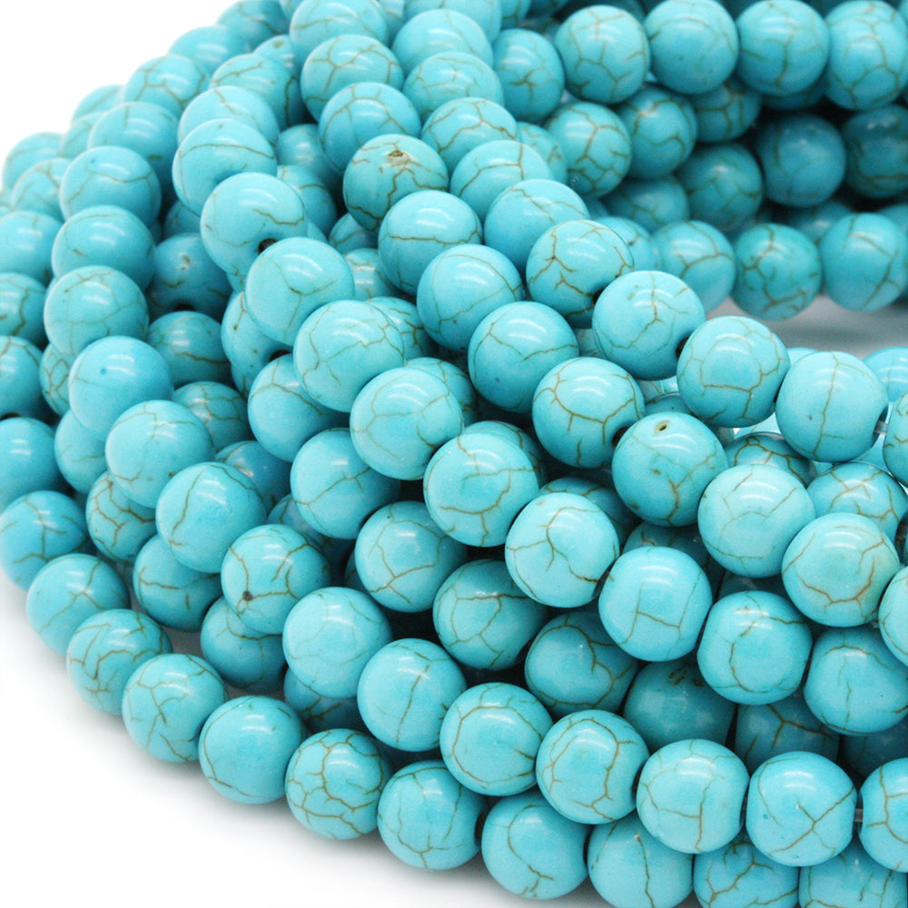 Synthetic Turquoise Round Beads 8mm - 35cm Strand