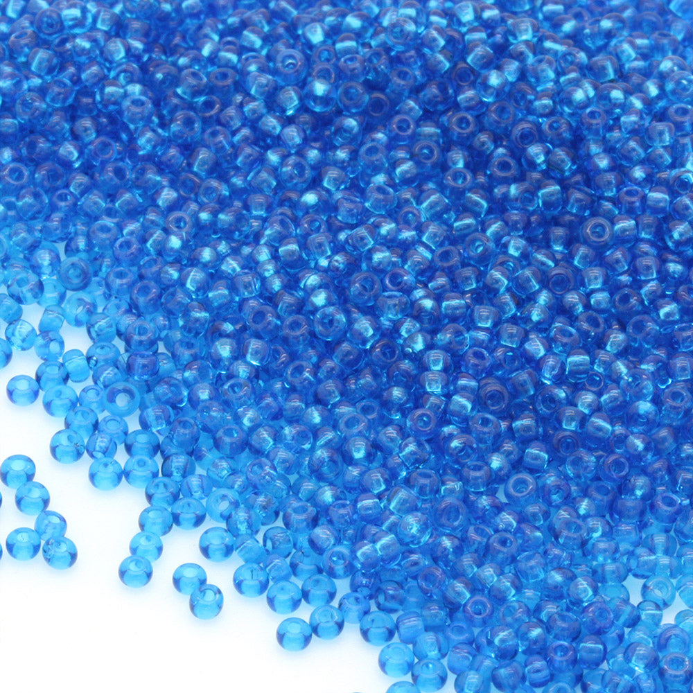 Transparent Czech Sky Blue Glass Rocaille/Seed 11/0 - Pack of 100g