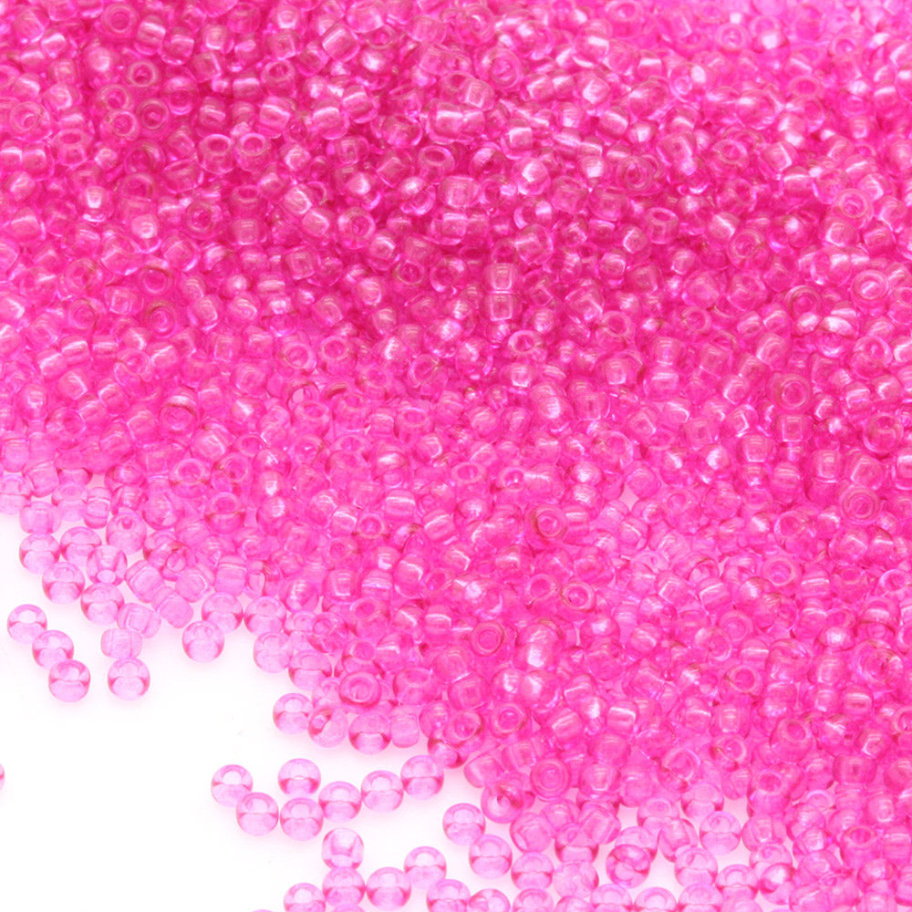 Transparent Czech Hot Pink Glass Rocaille/Seed 11/0 - Pack of 100g