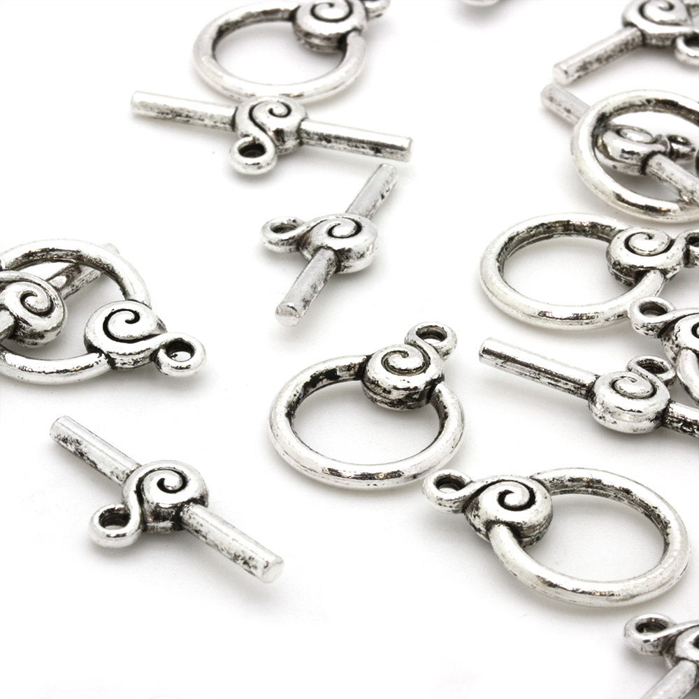 Toggle Clasp Silver Plated Rose 15mm-Pack of 10