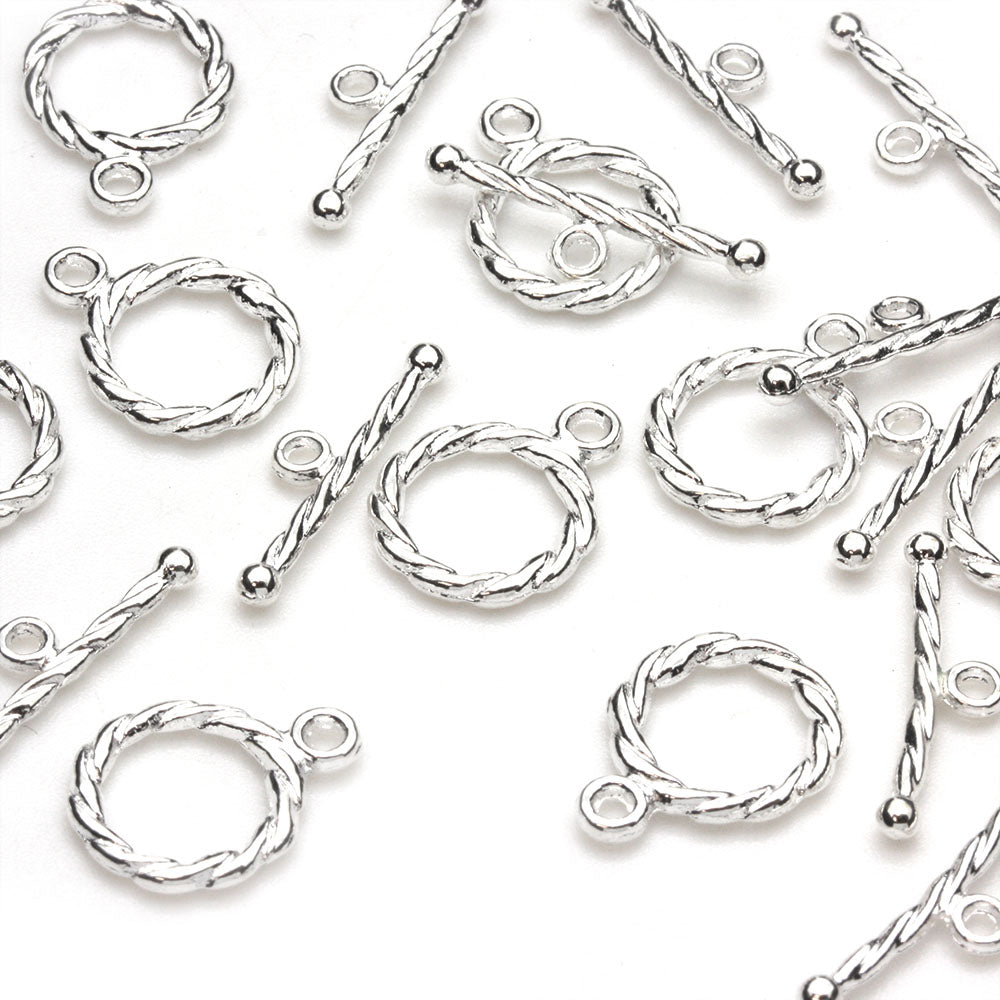 Rope Toggle Clasp Silver Plated 15x11mm - Pack of 20