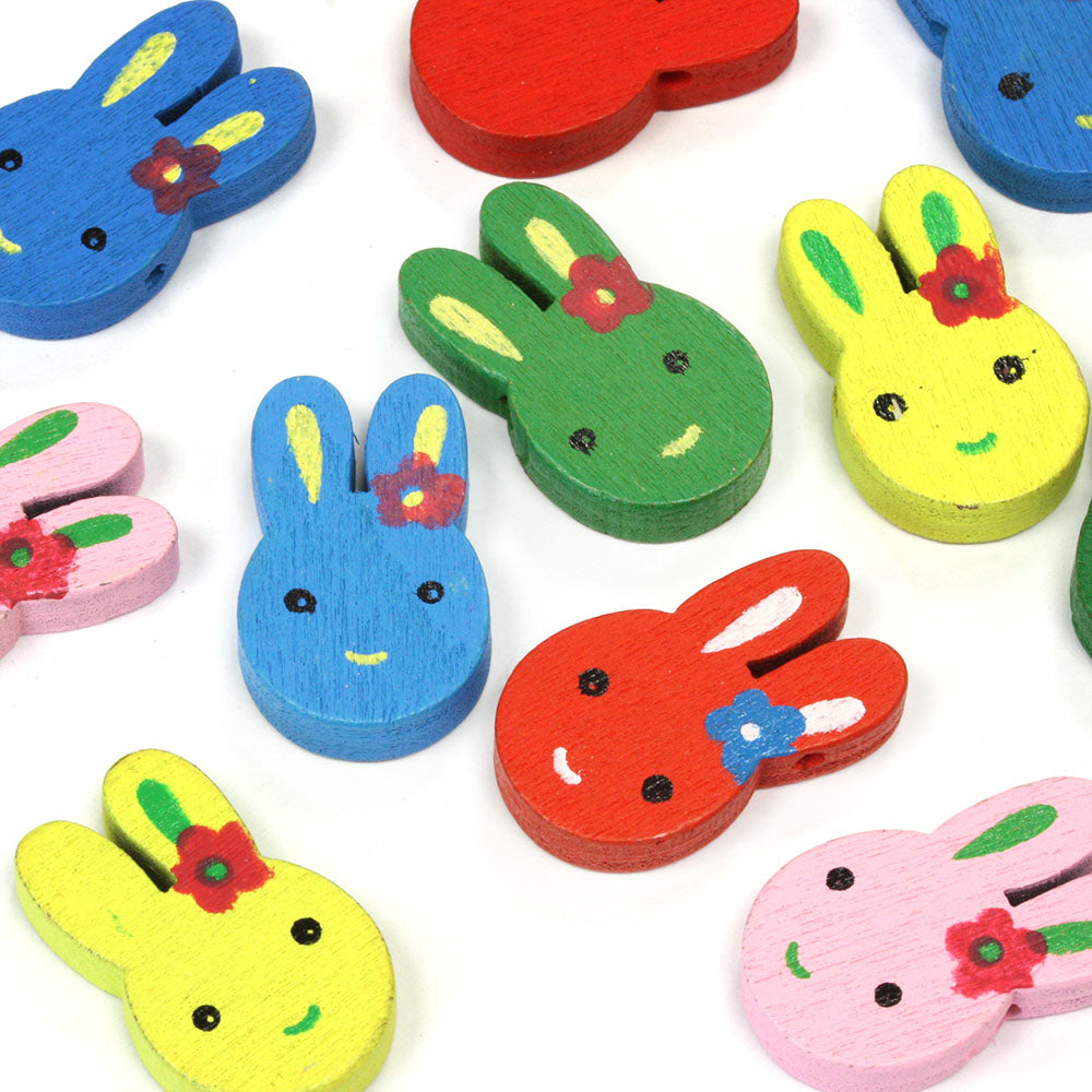 Wooden Bunny Mix 25x16mm - Pack of 20
