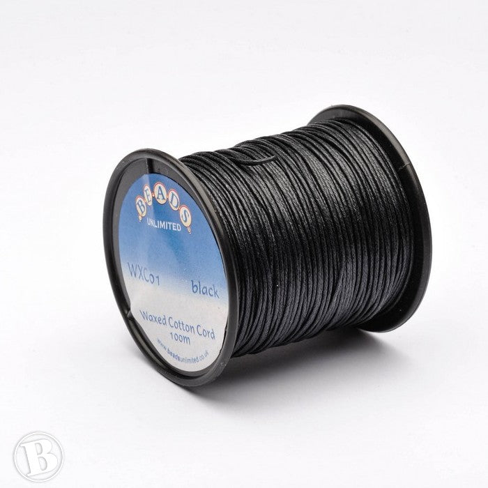 Waxed Black Cotton 1mm-Pack of 100m - Main Image